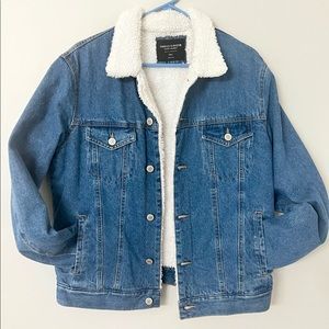 Sherpa Lined Denim Trucker Jean Jacket S